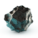 A chunk of ore which appears to have been chipped out of something larger. It has a drop shadow and no background.