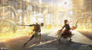 ACO Bayek Nefertiti Fight Concept Art - Erin Abeo.jpg