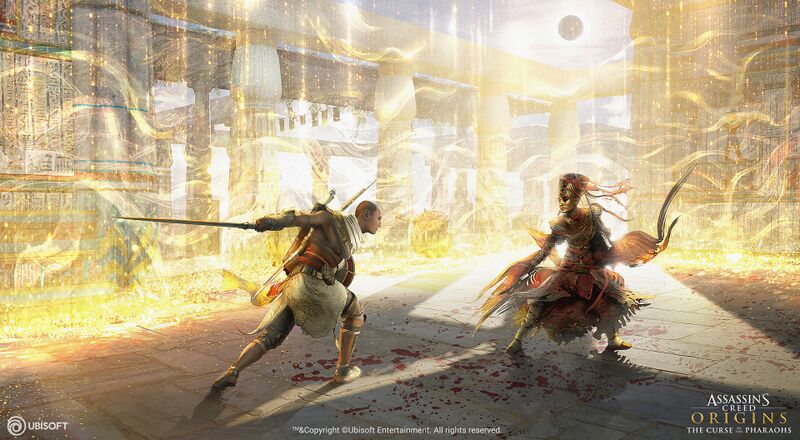 File:ACO Bayek Nefertiti Fight Concept Art - Erin Abeo.jpg