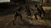 Drakios fights Kassandra and Roxana