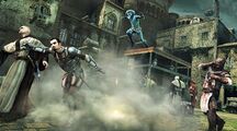 The Harlequin chasing the Soldier.