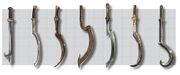 Concept art of various khopeshes