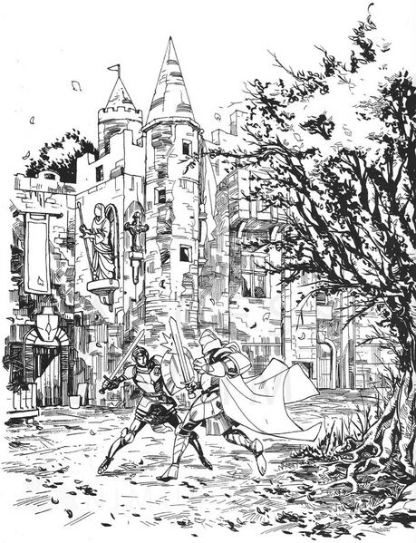 File:ACH Bertrand de Poulengy practice fighting.jpg