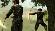 Borgia archers aiming the fire arrows