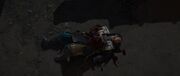 Koretake lays dead in the courtyard