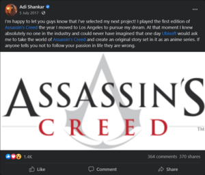 Adi Shankar announces involvement in Assassin's Creed anime.png
