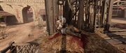 The body of the fallen Hidden One in the fort