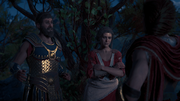 Kassandra returning to Brasidas and Myrrine