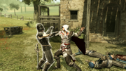 Ezio assassinating the first mercenary leader