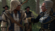 Lafayette greeting Connor at the Battle of Monmouth