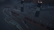 The damage to the boat from the Templar's explosives