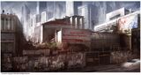 Concept art for the exterior of the Hideout.