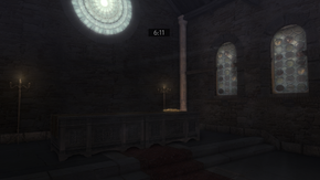 The cape located inside the church, on the altar.