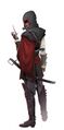 Early concept art of Aveline's Assassin outfit with the Assassin's Hood