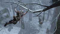 Ratonhnhaké:ton free-running through the Frontier.