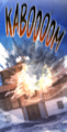 The warehouse being destroyed by cannon fire
