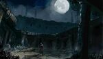 Concept art of Ezio in the prison courtyard.