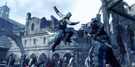 Altaïr performing an air assassination.