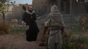 The monk approaching with a shovel