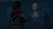 The sphinx challenging Kassandra