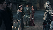 Paola and the other Assassins revealing their identities to Ezio