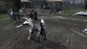 Ezio, Machiavelli and Caterina dealing with a group of attackers