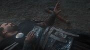 Dag trying to reach for his axe