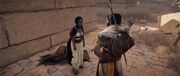 Rabiah informing Bayek of her situation at the House of Life