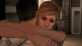 Lucy hugging Desmond after he agreed to his Assassin training.