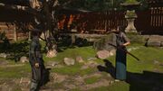 Ichi-Hime confronted by Naoe at the shrine