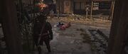 Yasuke finding Oichi's children sitting on the ground