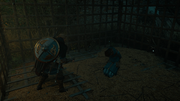 Eivor discovering Cynewulf in the cage