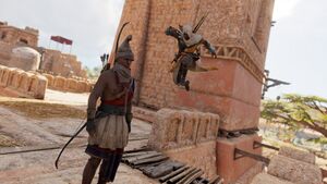 ACO Bayek assassinating a Ptolemaic army archer.jpg