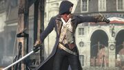Arno aiming the Phantom Blade