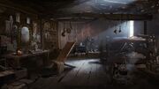 Concept art of the tattoo parlor interior