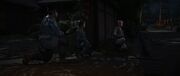 Naoe and the monks waiting for Mitsumune