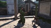 Taro practicing katana