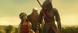 Jun and Flavia Auditore, with Ezio running towards them.