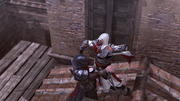 Ezio assassinating the third arquebusier