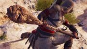 Kassandra wielding Herakles' Mace