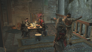 Yusuf introducing the Assassins to Ezio
