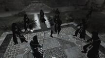 Altaïr fighting with Al Mualim's duplicates.