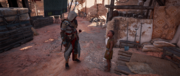 Bayek learning about the Shadows of the Scarab