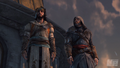 Ezio Auditore and Yusuf Tazim atop Galata Tower.