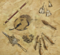 An assortment of instruments found in the secret room.