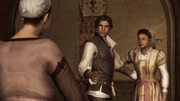 Ezio asking Annetta to take care of his mother and sister
