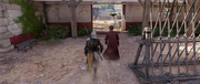 Bayek following the Lanista to the training grounds