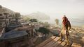 Kassandra looking over Kydonia, with the Temple of Britomartis in the background