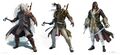 Concept art of various outfits for Connor.