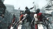 Altaïr assassinating William of Montferrat.